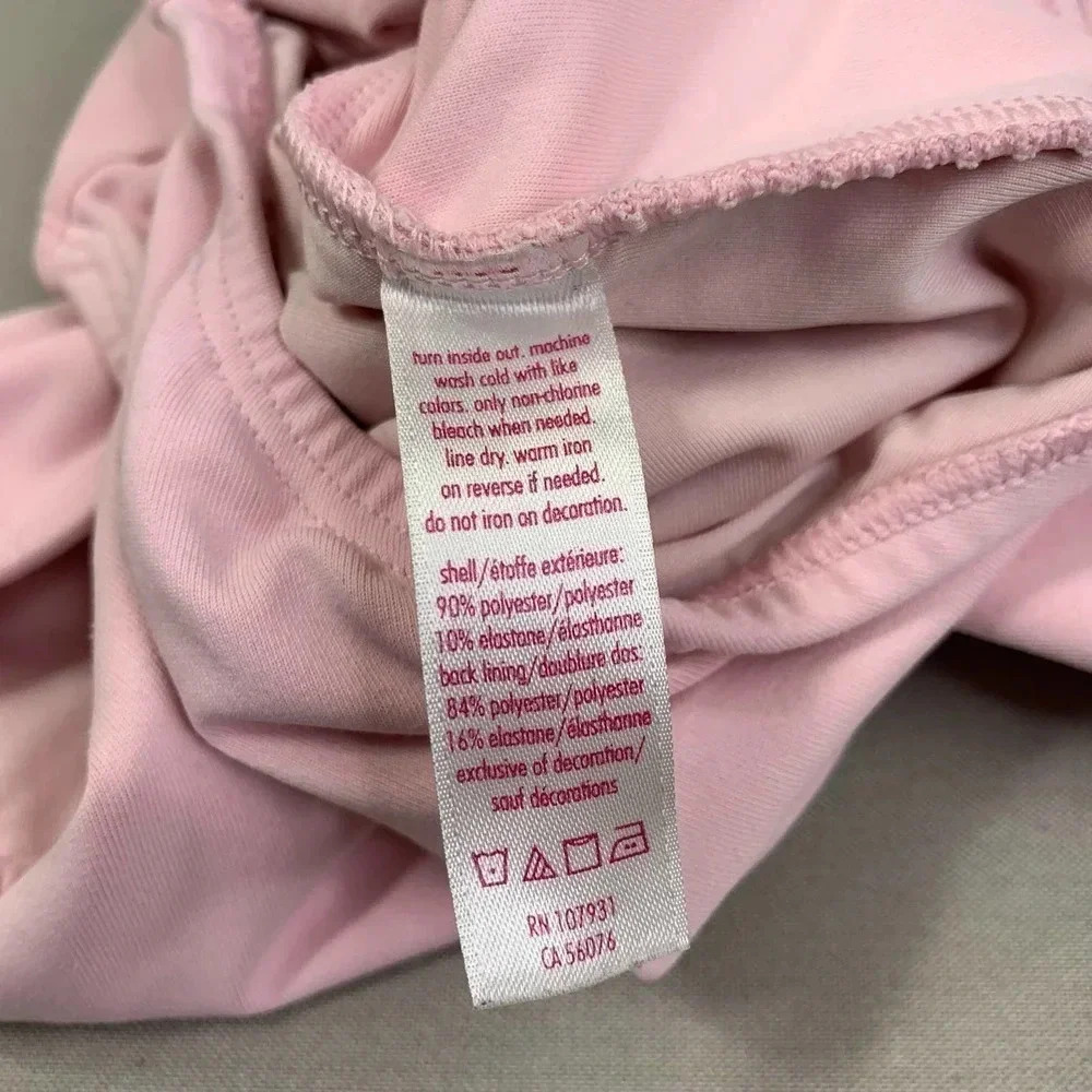 JUSTICE Active Girl's One Piece Flutter Cap Sleeves Swimsuit Baby Pink Size 14 - Picture 12 of 12